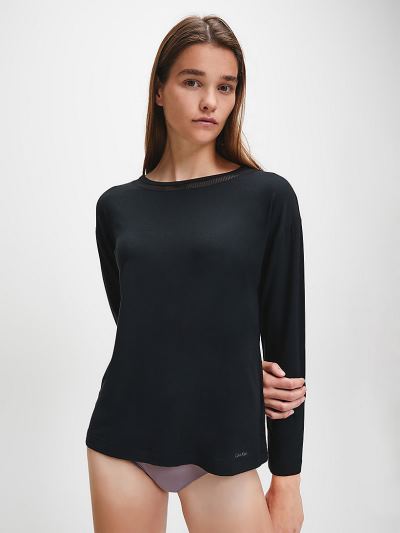 Calvin Klein Ruhák HU900034 | Calvin Klein Infinite Flex Lounge Női Hosszú Ujjú Póló Fekete